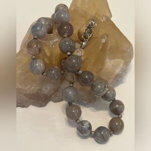 Agate chunky beaded necklace 20” long